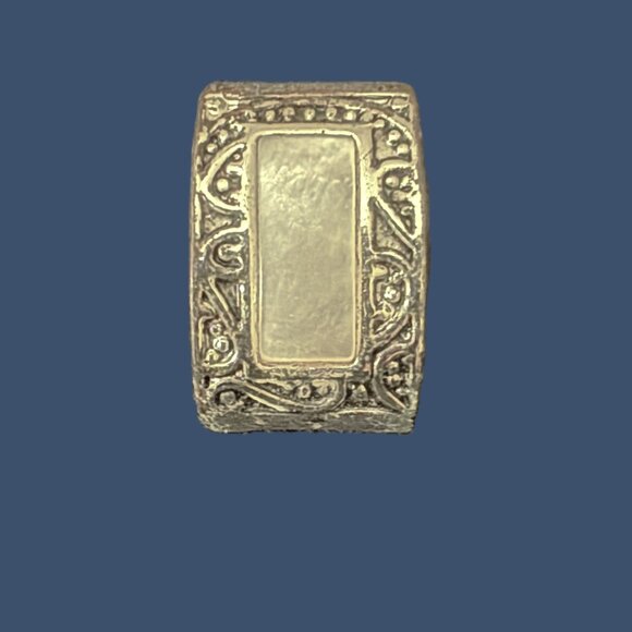 Vintage Monet Magnetic Clasp Mother-of-Pearl Inset Silver Earrings - Picture 1 of 12